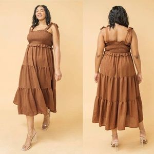 Flying Tomato Plus Size Cognac Midi Dress NWT